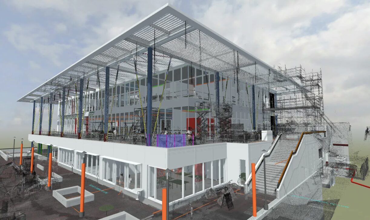 The project employed BIM modeling to align old and new components.
