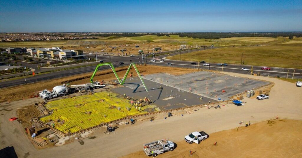Aerial view of health care center under cosntruction