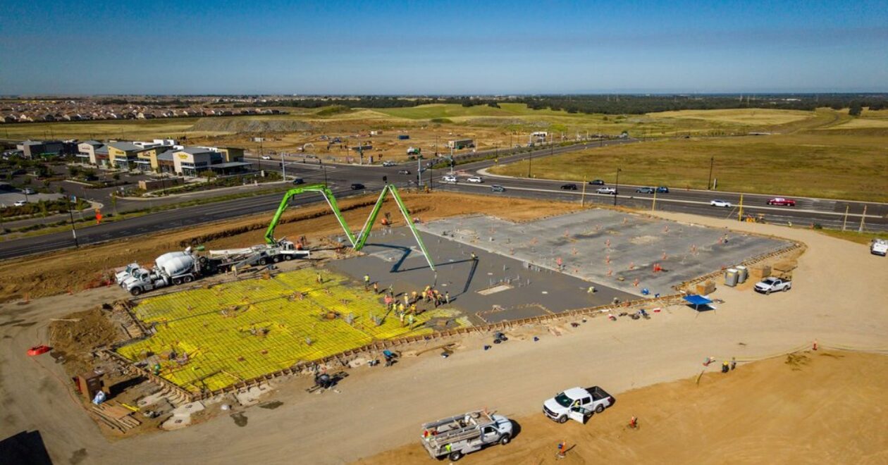 Aerial view of health care center under cosntruction